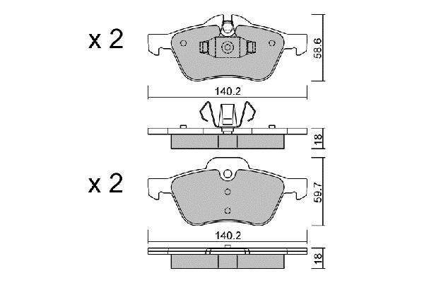 Jeu de 4 plaquettes de frein AISIN ref. BPMB-1010